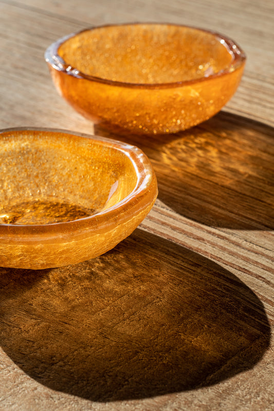 Bowl Murano artesanal em vidro colorido, cor laranja